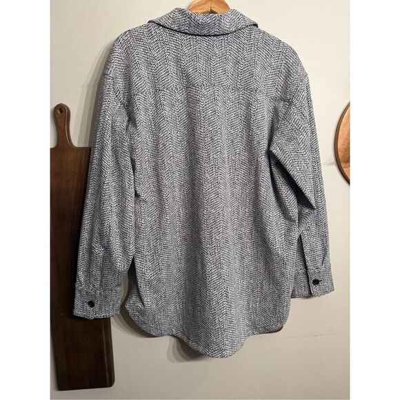 Athleta Black Gray Braiden Textured Button Down Shirt Jacket Medium - Picture 2 of 6